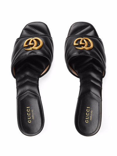 Shop Gucci Gg Marmont Sandals In Black