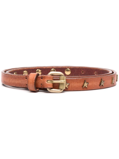 Shop Golden Goose Buckle-fastening Studded Leather Belt In Braun