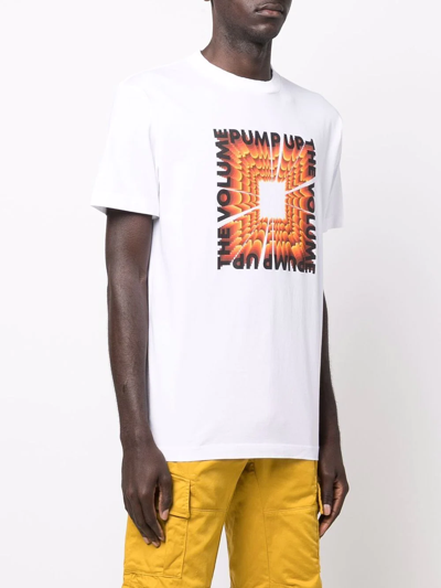 Shop Marcelo Burlon County Of Milan Pump Up The Volume Slogan T-shirt In Weiss