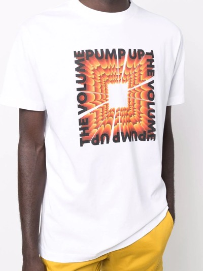 Shop Marcelo Burlon County Of Milan Pump Up The Volume Slogan T-shirt In Weiss