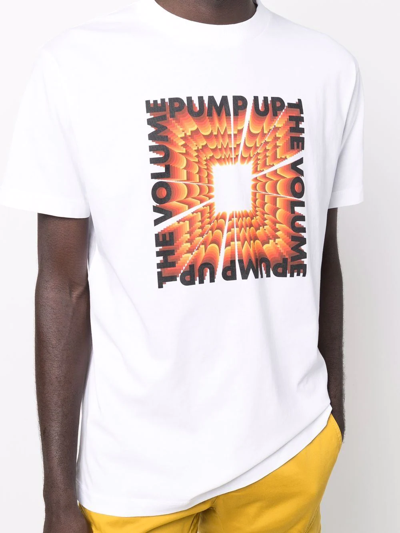 Marcelo Burlon County Of Milan Pump Up The Volume Slogan T-shirt In Weiss