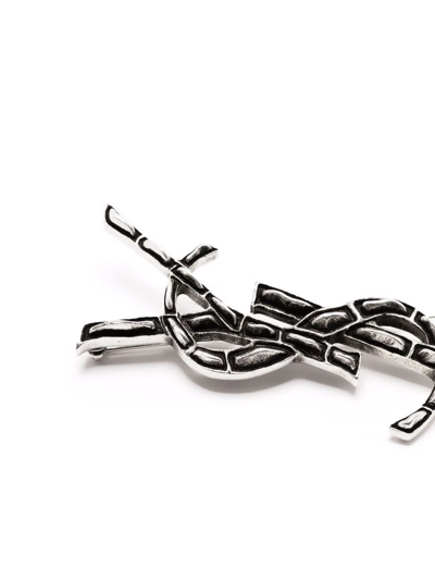 Saint Laurent Opyum Logo Brooch In Silber