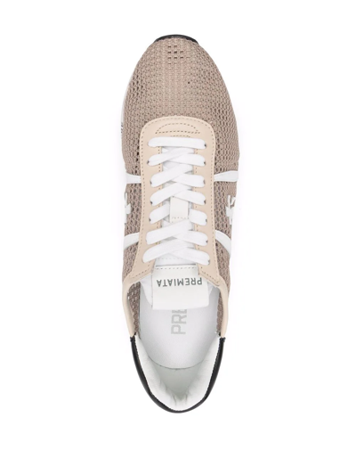 Shop Premiata Platform Lace-up Trainers In Nude