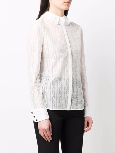 Shop Saint Laurent Ruffled-collar Shirt In Weiss