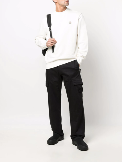 Moncler Logo Patch Sweatshirt In Weiss