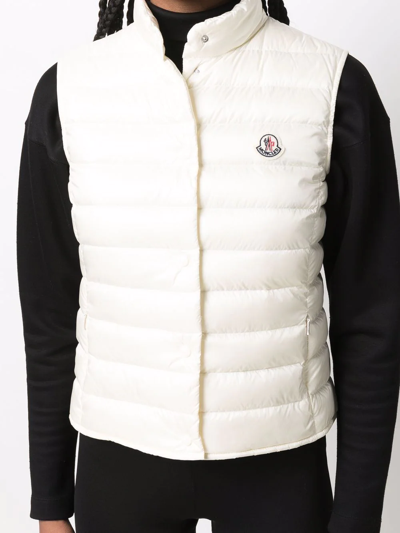 Shop Moncler Logo-patch Padded Gilet In White