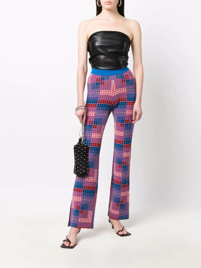 Rabanne Geometric-print Knitted Trousers In Blau