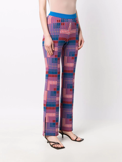Rabanne Geometric-print Knitted Trousers In Blau
