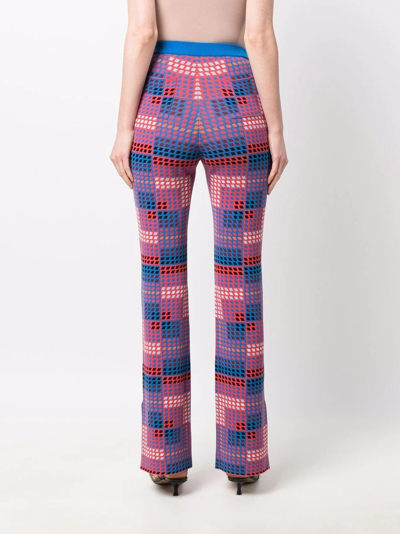 Shop Rabanne Geometric-print Knitted Trousers In Blau