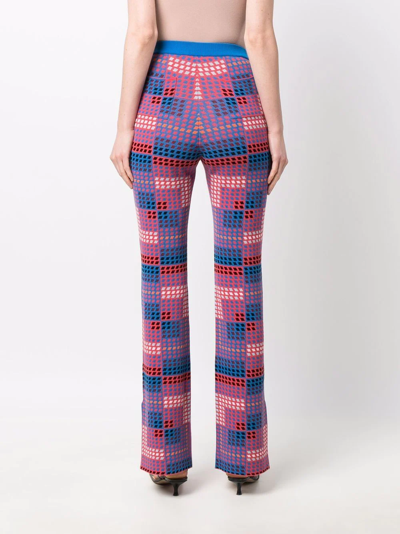 Rabanne Geometric-print Knitted Trousers In Blau