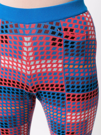 Shop Rabanne Geometric-print Knitted Trousers In Blau