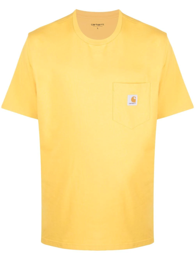 Shop Carhartt Logo-patch T-shirt In Gelb
