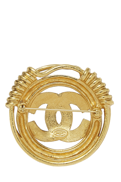 Pre-owned Chanel Gold 'cc' Spring Border Pin