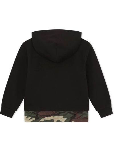 Shop Dolce & Gabbana Long-sleeved Camouflage-pattern Hoodie In Black