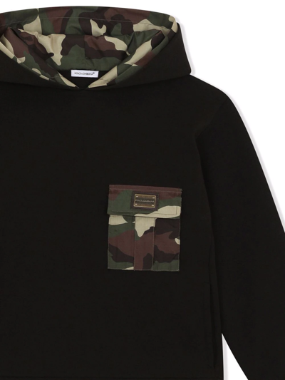 Dolce & Gabbana Long-sleeved Camouflage-pattern Hoodie In Black