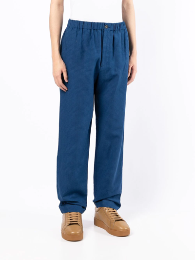 Shop Kenzo Straight-leg Elasticated-waist Trousers In Blue