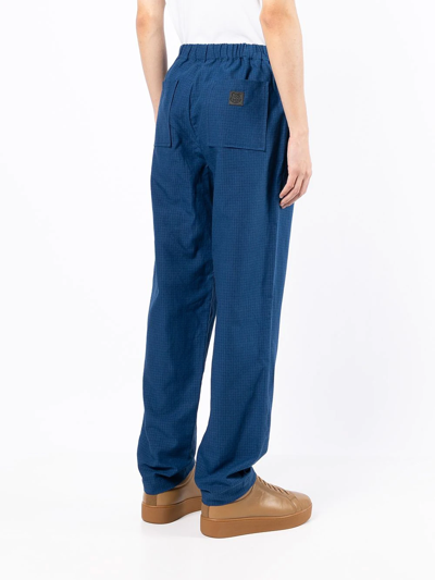 Shop Kenzo Straight-leg Elasticated-waist Trousers In Blue