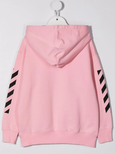 Shop Off-white Logo-print Cotton Hoodie In Pink