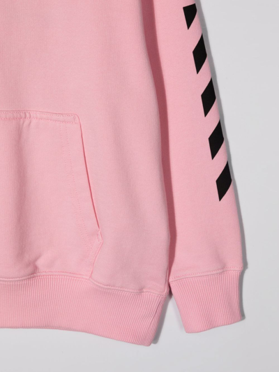 Shop Off-white Logo-print Cotton Hoodie In Pink