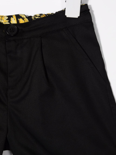 Shop Versace Barocco-print Trim Chino Shorts In Black