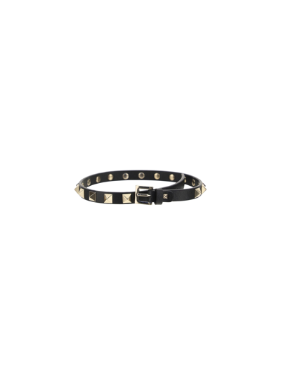 Shop Valentino Garavani Leather Double Bracelet In Nero