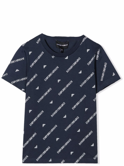 Shop Emporio Armani T-shirt With Print In Blu-bianco