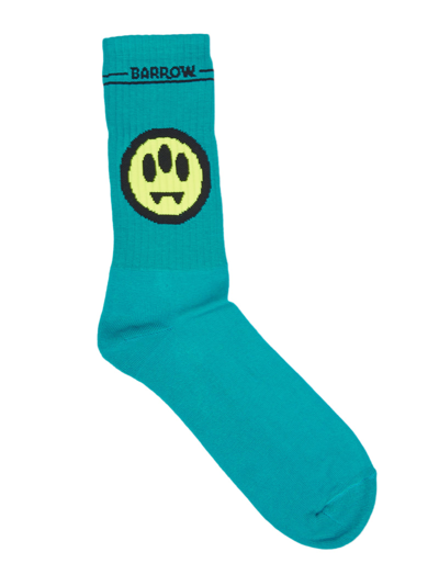 Shop Barrow Turquoise Socks With Logo In Green