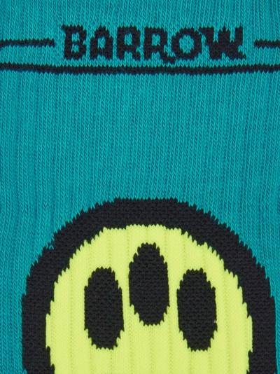 Shop Barrow Turquoise Socks With Logo In Green