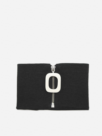 J.w. Anderson Merino Wool Neck Warmer With Ribbed Inserts In Khaki
