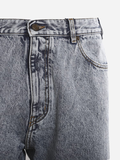 Shop Saint Laurent Cropped Jeans Made Of Denim In Blue