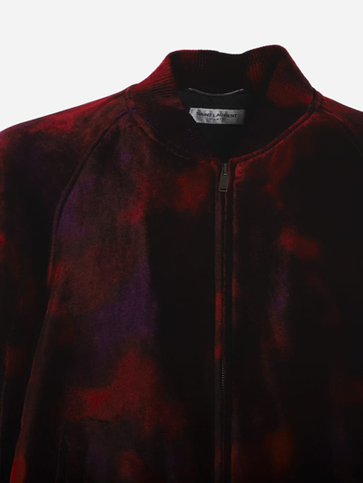 Shop Saint Laurent Teddy Velvet Jacket In Red