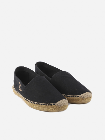 Shop Saint Laurent Espadrilles In Canvas With Embroidered Logo In Black