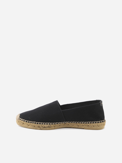 Shop Saint Laurent Espadrilles In Canvas With Embroidered Logo In Black