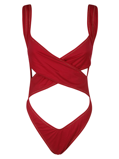 Shop Reina Olga Swimsuit In Deep Red