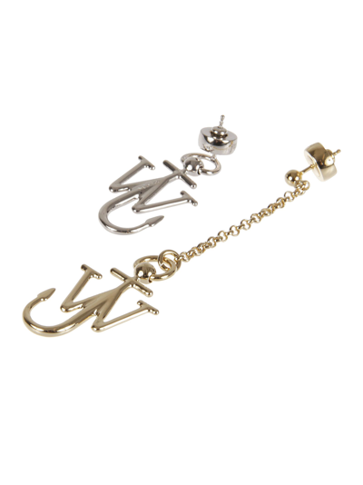 Shop Jw Anderson Asymmetric Anchor Earrings In Gold/silver Tone