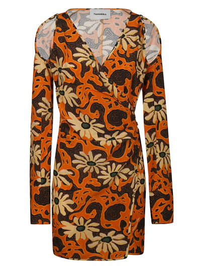 Shop Nanushka Dress In Floral Orange