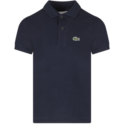 Shop Lacoste Blue Polo For Boy Shirt With Crocodile