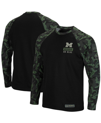 Shop Colosseum Men's Black Michigan Wolverines Oht Military-inspired Appreciation Camo Raglan Long Sleeve T-shirt