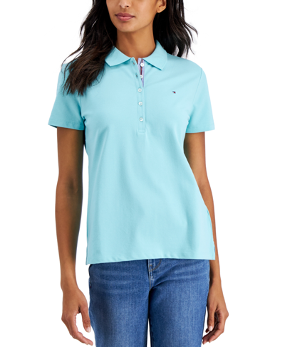 Tommy Hilfiger Women's Solid Short-sleeve Polo Top In Snapdragon | ModeSens