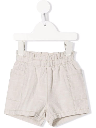 Shop Bonpoint Slim-fit Chino Shorts In Neutrals