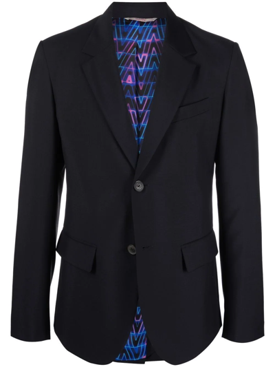 Shop Valentino Notched-lapel Single-breasted Blazer In Blue