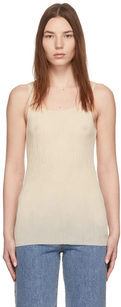 Amomento Off-white Crépon Tank Top In 18137846 Ecru