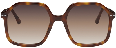 Shop Isabel Marant Tortoiseshell Hexagonal Sunglasses In 0086 Hvn