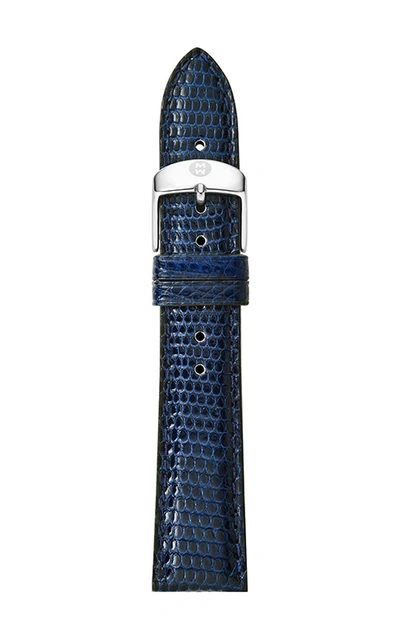 Shop Michele 16mm Navy Lizard Watch Strap Ms16aa030400 In Blue