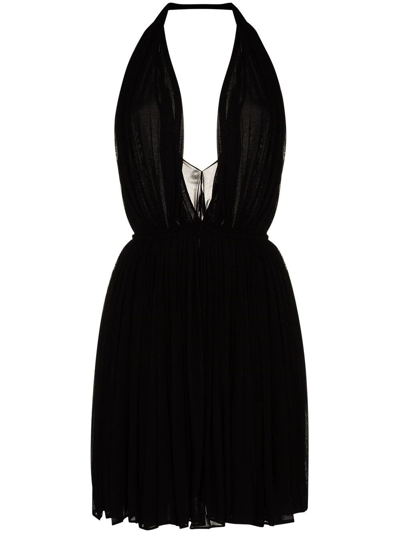 Shop Saint Laurent Short Black Dress With American Neckline In Nero