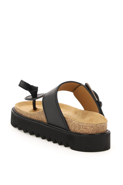 Acne Studios Leather Platform Thong Sandals In Black | ModeSens