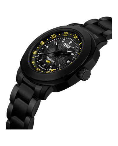 Shop Fendi Selleria Automatic Gmt Watch In Black
