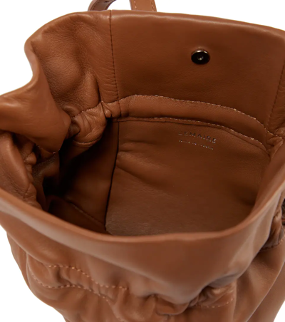 Shop Lemaire Glove Leather Shoulder Bag In 450 Cognac
