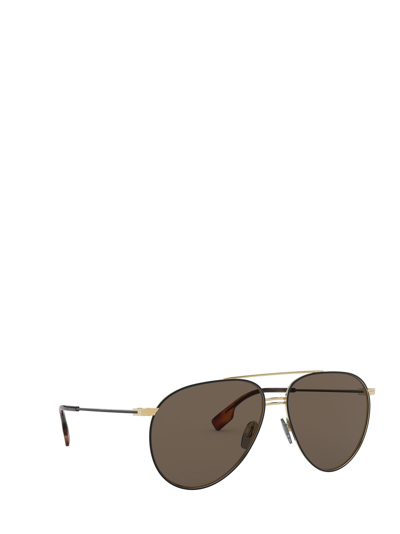 Shop Burberry Eyewear Be3108 Gold / Matte Black Sunglasses