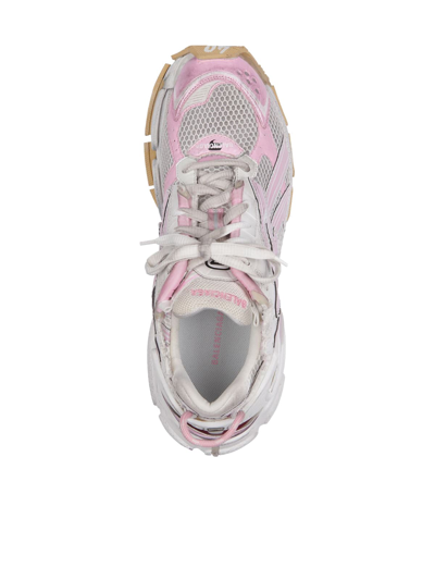 Shop Balenciaga Runner In White Pink Beige